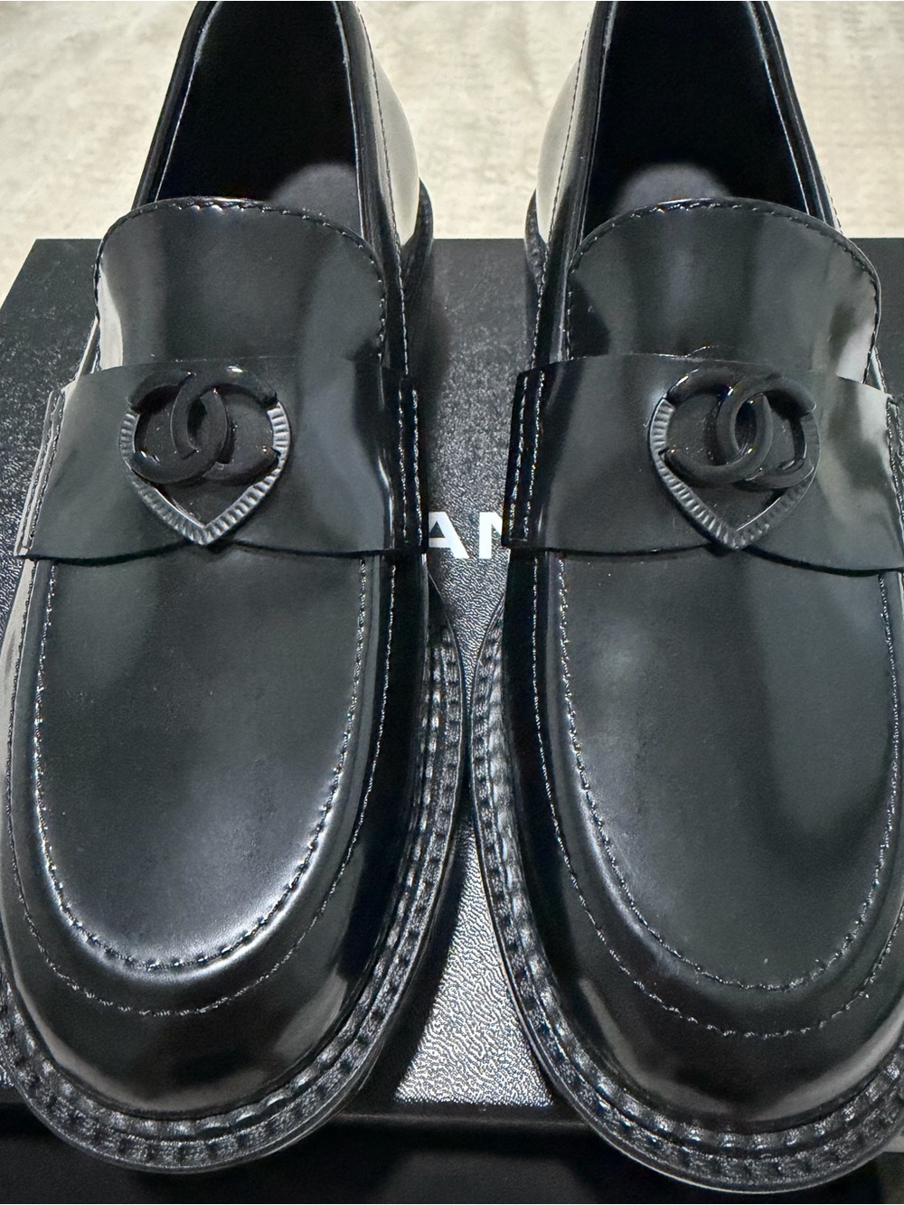 CHANEL Shiny Crumpled Calfskin Loafers - Picture 2 of 5